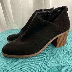 Style & Co Women's Suede Felaa Asymmetrical Ankle Booties Shoe Black Size 9.5